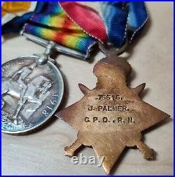 Ww1 U-boat Attack Royal Navy Killed In Action Medals 75516 J Palmer Hms Vernon