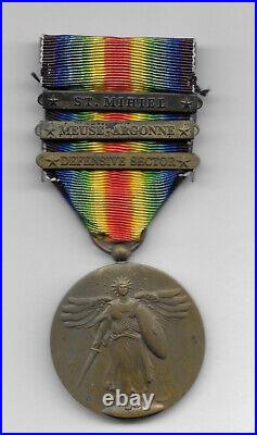 Ww1 Us Victory Medal With 3 Bars