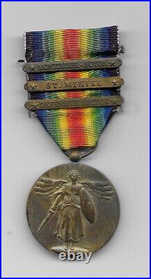 Ww1 Us Victory Medal With 3 Bars