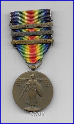 Ww1 Us Victory Medal With 3 Bars