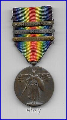 Ww1 Us Victory Medal With 3 Bars #2