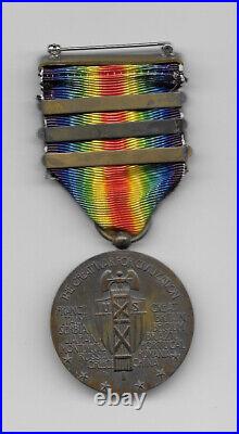 Ww1 Us Victory Medal With 3 Bars #2