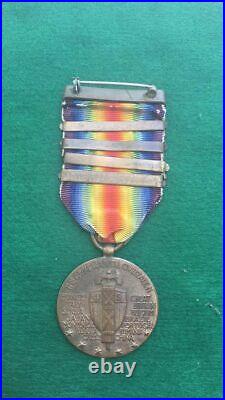 Ww1 Us Victory Medal With 4 Service Bars