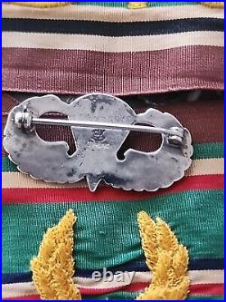 Ww2 -3-medals - Sterling Silver Jump Wings + Silcy Battle Flag