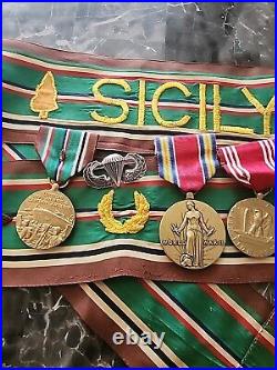 Ww2 -3-medals - Sterling Silver Jump Wings + Silcy Battle Flag