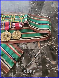 Ww2 -3-medals - Sterling Silver Jump Wings + Silcy Battle Flag