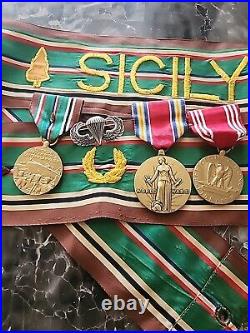 Ww2 -3-medals - Sterling Silver Jump Wings + Silcy Battle Flag