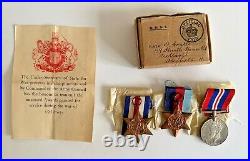 Ww2 Ats Medal Grouping X3 Early Entrant 1938 Boxed & Photo F&g 1944 Service