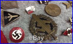 Ww2 Authentic World War II German Badges Huge Lot Of 35 Badges Medals Hat Badges