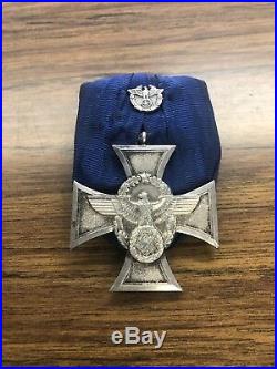 Ww2 German Police Medal 18 Year Long Service Parade Mount Pin Back