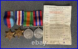 Ww2 Medal Grouping X4 Royal Armoured Corps Boxed Photo & Slip Ex British Legion