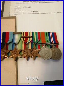 Ww2 Memorial Scroll & Medals Royal Navy Kia 1944 Normandy Coast