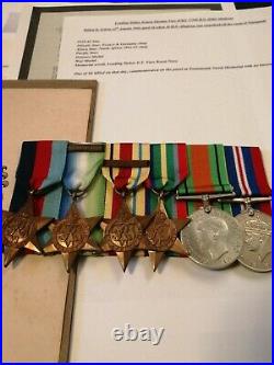 Ww2 Memorial Scroll & Medals Royal Navy Kia 1944 Normandy Coast