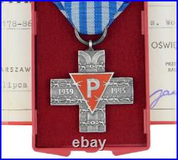 Ww2 Prl Auschwitz Holocaust Survivor Cross Medal Poland Jewish + Doc 1733