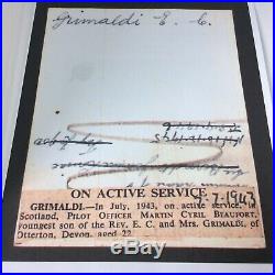 Ww2 Raf Killed On Active Service Medal Group Pilot Officer Grimaldi Casualty