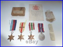 Ww2 Raf Mentioned In Dispatches 4 Medal Set S A Harvey, Leics Box Cert Clasps