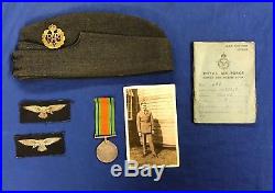 Ww2 Raf Sidecap, Paybook, Photo, Medal & Insignias Original House Clearance Lot
