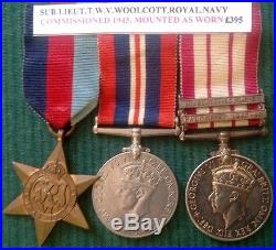 Ww2 Royal Navy Officers Medal Group With 2 Bar Ngs, Minesweeping & Palestine