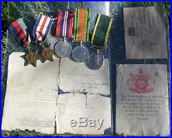 Ww2 Territorial Medal Group Of Five + Original Paperwork Bigmore Carshalton