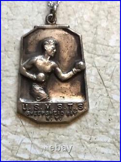 Ww2 Usmsts Boxing Sterling Silver Medal Merchant Marine Sterling Silver Chain