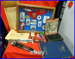 Ww2 Wwii Original German Sa Dagger + Veteran Medals, Books, Shadow Box, Etc