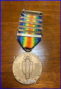 Ww 1us 5 Bar Victory Medal Rare Almost Mint Medal