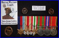 Ww 2 South African Nmc Army Group Of 6 Court Mounted Medals, 3 Insignia + Photo