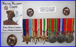 Ww 2 South African Nmc Army Group Of 6 Court Mounted Medals, 3 Insignia + Photo