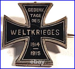 Wwi German 1914 1915 Weltkrieges Gedenk Tage Des Silver Iron Cross Pin Geschutzt