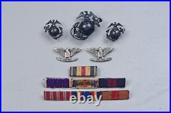 Wwii U. S. Marine Corps Officer Insignia & Ribbon Bar Group