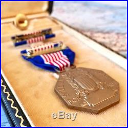 Wwii Us Army Soldiers Medal For Valor Slot Brooch Ribbon Bar Lapel Pin Case Ww2