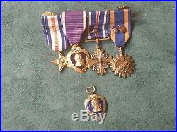 Wwii Ww2 Silver Star Medal Purple Heart Mini Ribbon Rack Bar Loose Ph With S Hm